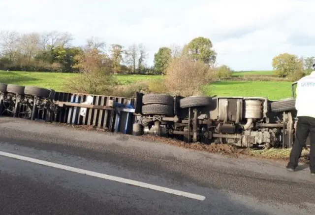 Overturned lorry