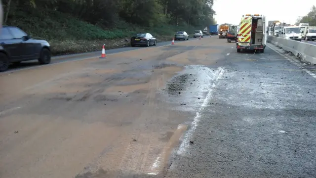 Oil on M6 in Cheshire