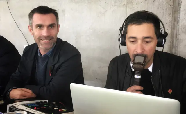 Keith Gillespie alongside presenter Colin Murray