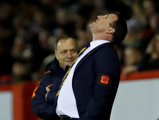 Malky Mackay reacts as Scotland go close to an equaliser