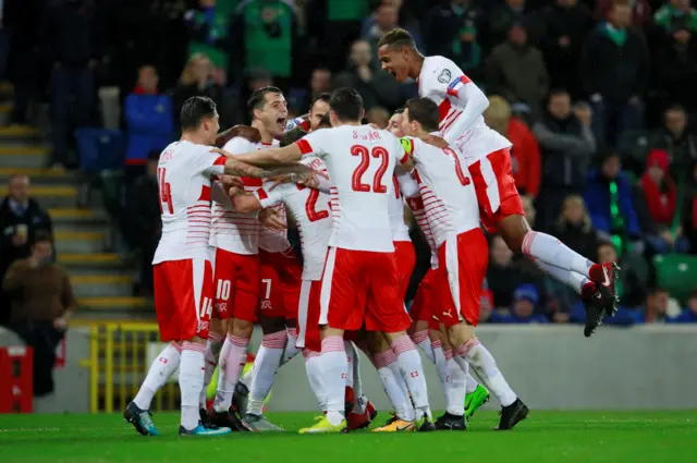 Switzerland celebrate making it 1-0