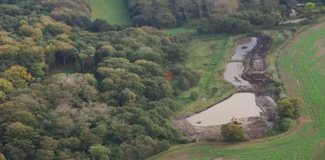 Aerial view of the ponds