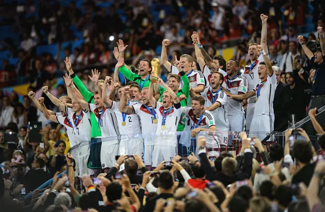 Germany celebrate winning the World Cup