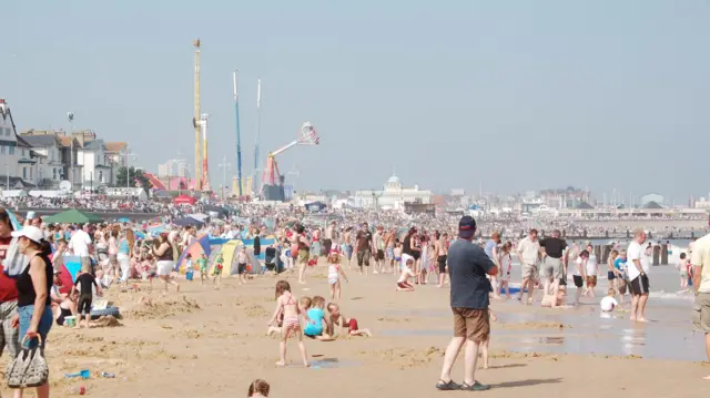 Lowestoft beach during the town's air festival