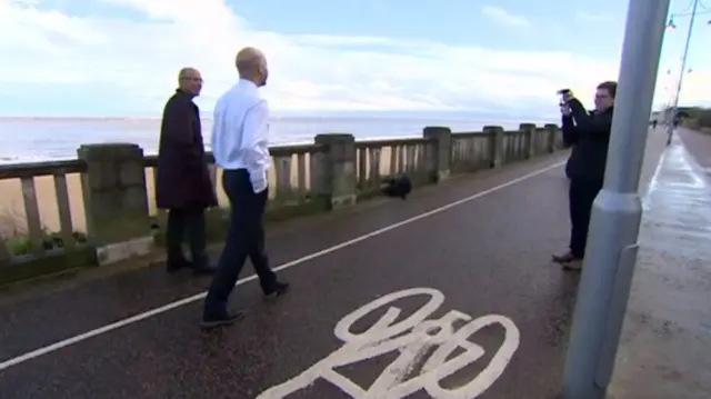 Wayne Hemingway (left) visiting Lowestoft seafront