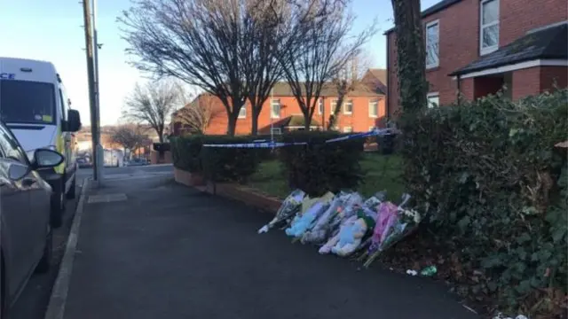 Flowers on road