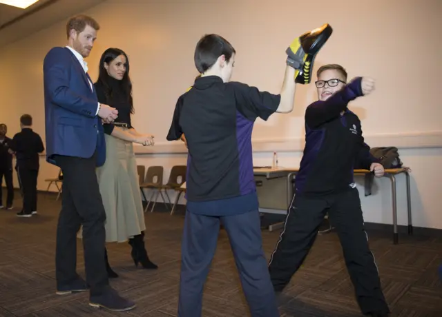 Harry and Meghan watch boxing youngsters