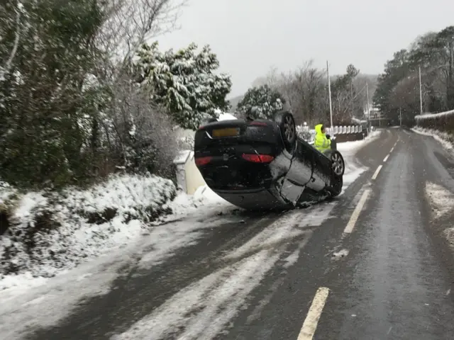 car on its roof