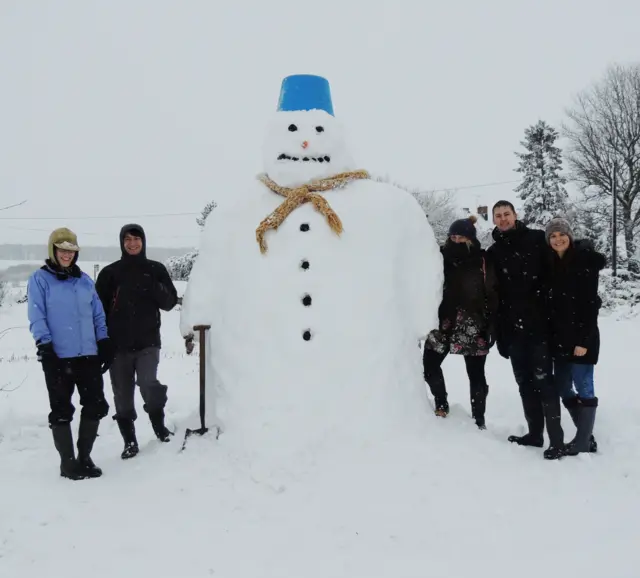 A very large snowman in Gloucestershire