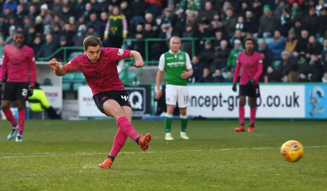 James Forrest misses a glaring chance at Easter Road