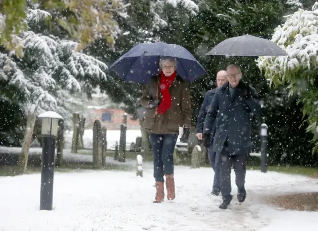 Theresa and Philip May in snow