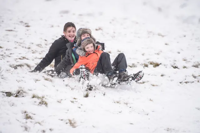 children on a sledge