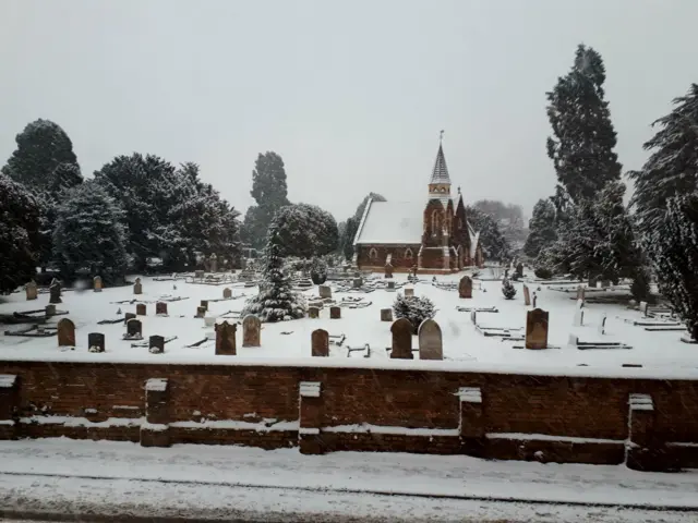 Snow in Huntingdon, Cambridgeshire