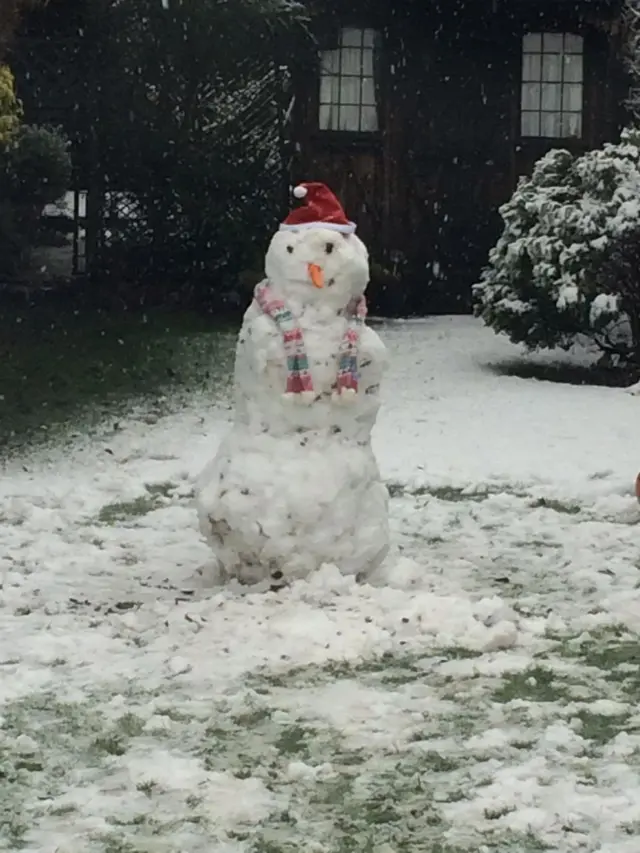 Snowman in garden