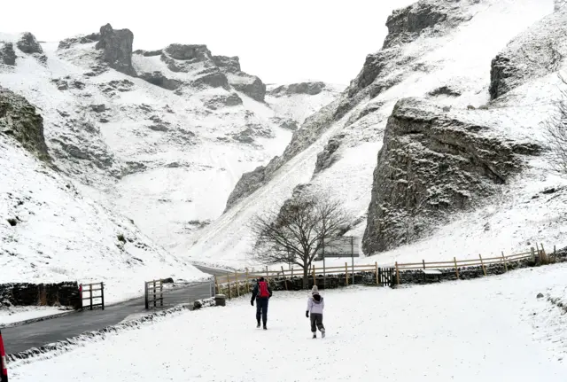 Snow-covered hilltops