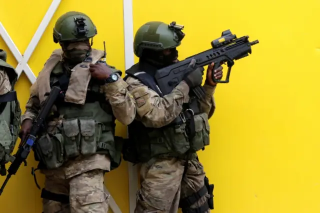 Ivory Coast"s special force soldiers take part in a drill rescue exercise during a military exercise in Abidjan, Ivory Coast September 22, 2017