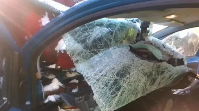 Tank through windscreen