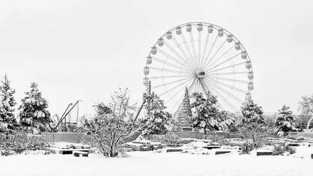 Big wheel covered in snow