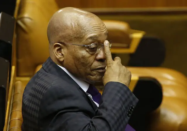 South African president Jacob Zuma takes part in question and answer session at the parliament in Cape Town, on March 11, 2015.