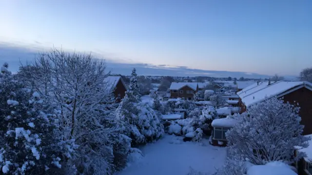 Snow in Meole Village area of Shrewsbury