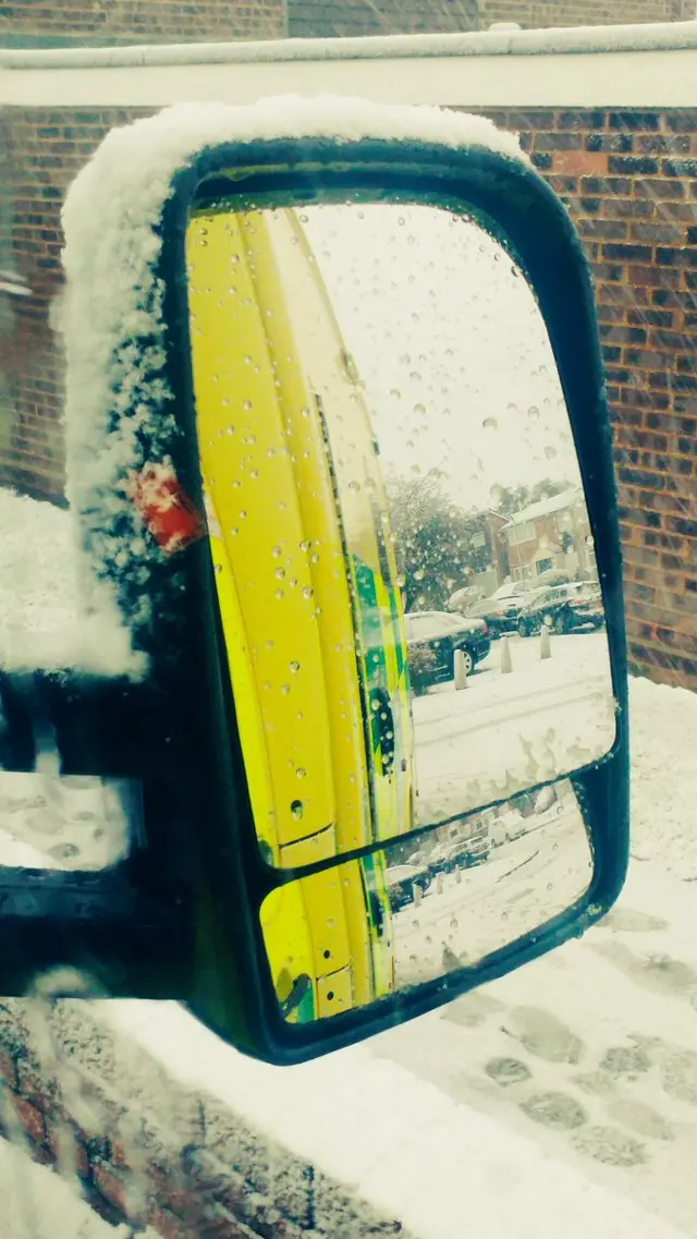 An ambulance in the snow