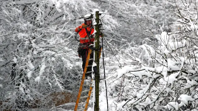 Power repair worker in Ironbridge, Shropshire