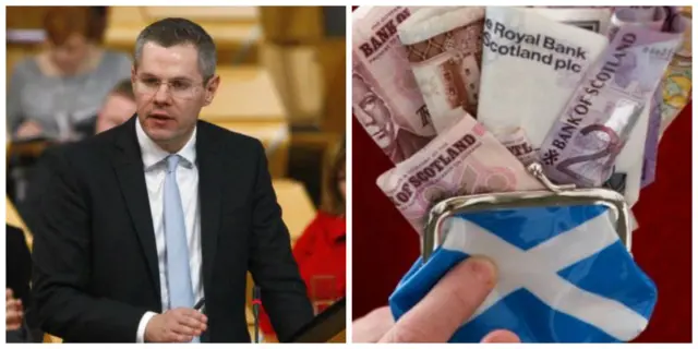 Derek Mackay and saltire purse