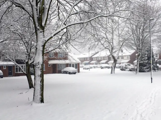 The snow coated the ground in Sutton Coldfield