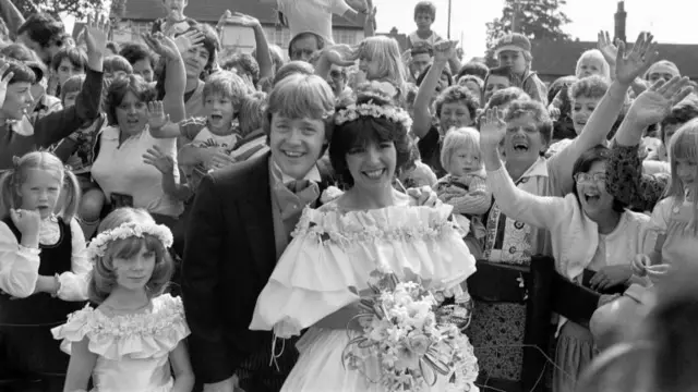 Keith Chegwin and Maggie Philbin after their wedding