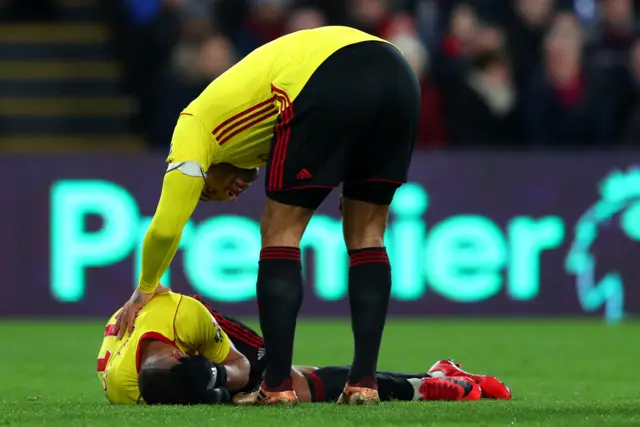 Richarlison of Watford goes down injured