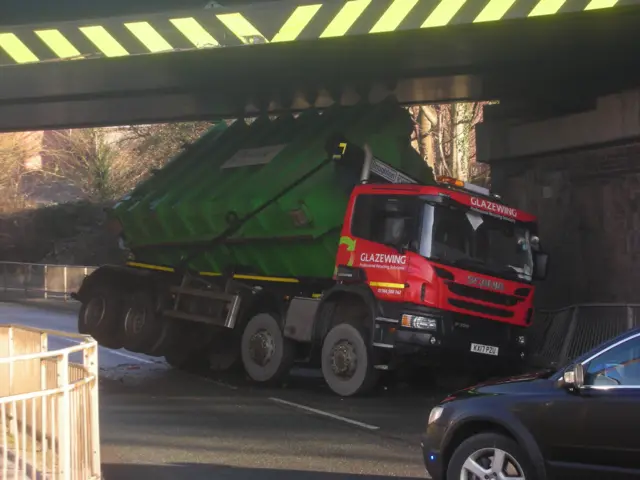 lorry under bridge