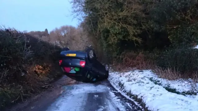 Overturned car