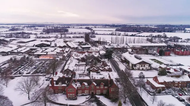 Harper Adams University in the snow