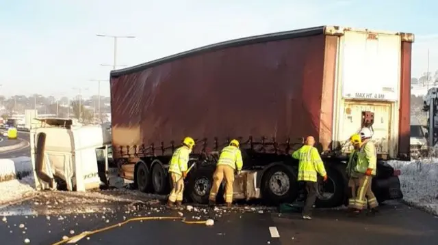 Crashed lorry