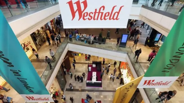 People walking in a Westfield shopping mall