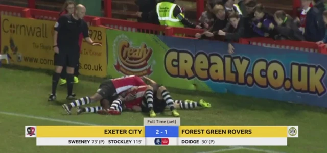 Exeter City celebrating