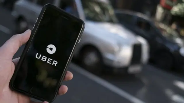 Uber app on smartphone