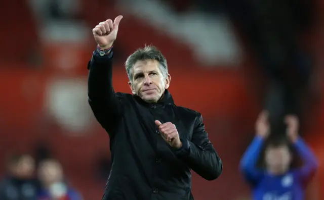 Claude Puel celebrates at full-time