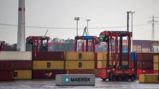 Containers at the port of Hamburg