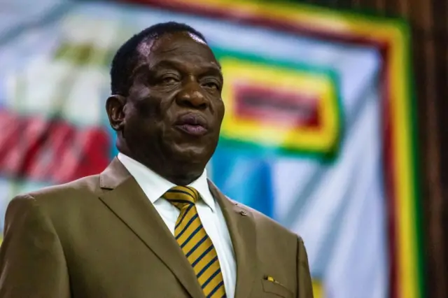 President Emmerson Mnangagwa delivers a speech during the opening of the 107th annual conference of the Zanu-PF Central Committee at the party headquarters in Harare on December 14, 2017.