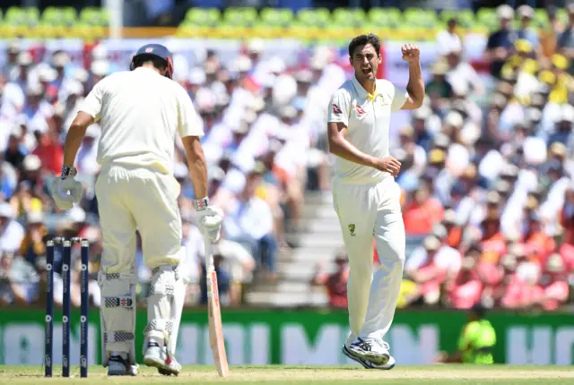 Alastair Cook and Mitchell Starc