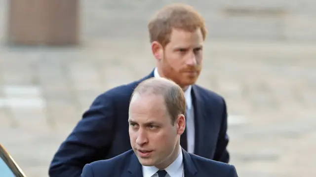 Princes William and Harry arrive at the service