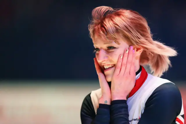 Elise Christie after competing at the World Short Track Speed Skating Championships