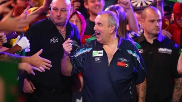 Phil Taylor celebrating