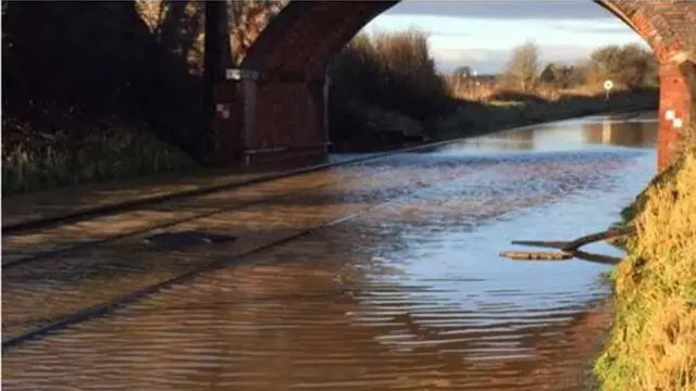 Flooded rail line