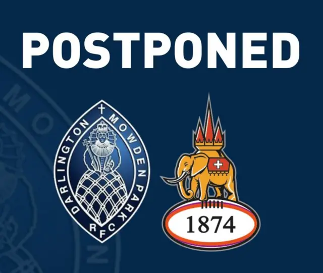 Mowden Park and Coventry Rugby Club Postponed