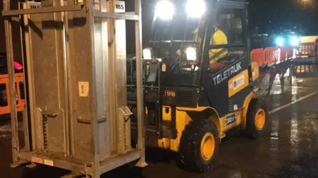 Flood barriers going up in Shrewsbury