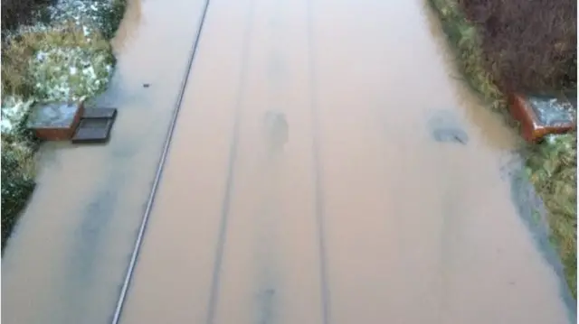 Train lines under water