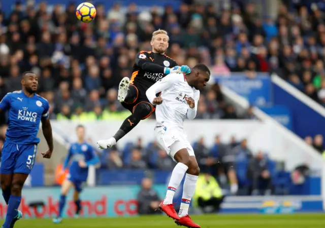 Christian Benteke and Kasper Schmeichel