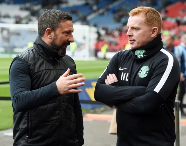 Aberdeen manager Derek McInnes and Hibs boss Neil Lennon